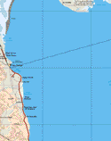 Este mapa muestra las ciudades de San Felipe, Punta de Estrella, La Roca. Ademas de las poblaciones (pueblos) de Playa del Sol Blanca, percerebu, Playa hermosa, Playa Agua Azul de Acapulco, El Coloradito.