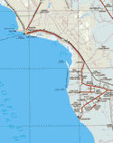 ESte mapa muestra las ciudades de Puerto Penasco or Rocky Point. Ademas de las poblaciones (pueblos) de Toritos, San Antonio, Quitovac, La Choya, Las Conchas, Ejido Juan Alvarez, Sancaro, Santa Rita, Ejido Camprodonico, Ejido Adolto Oribe de Altra, Vicente Guerrero, Los Llpales, Ejido Santa Silvia, Ejido Las Enchilay, Claudia, San Ramon, La Chalita.