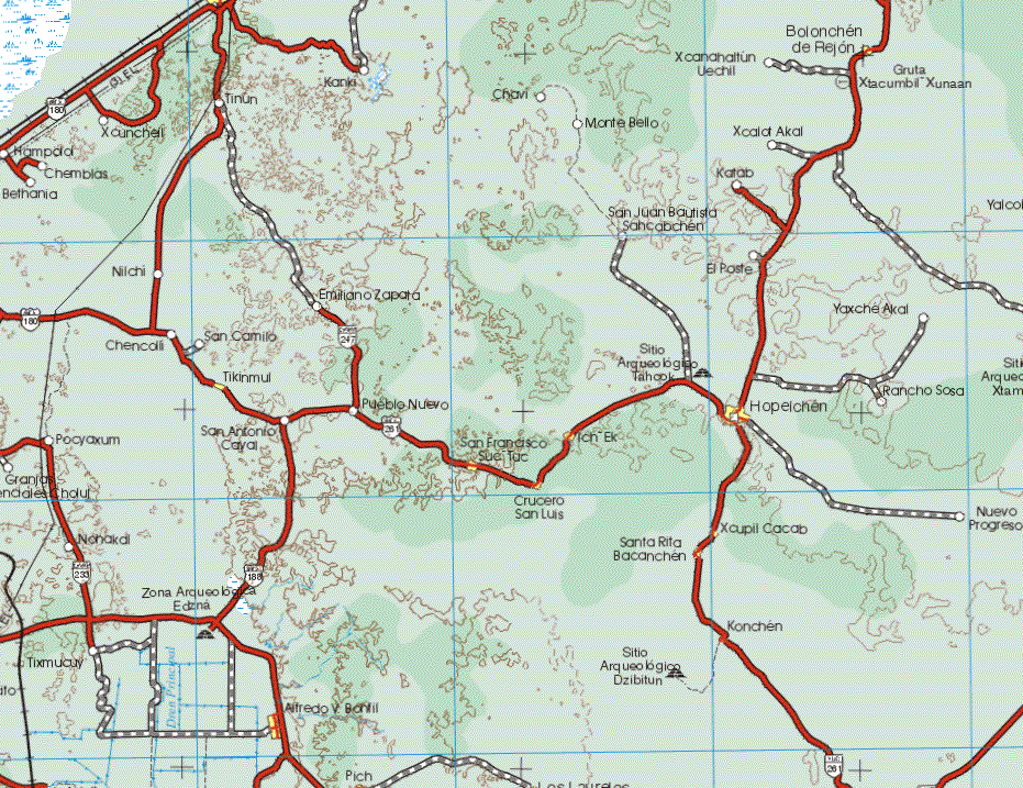 Este mapa muestra la poblacion de Hopelchen